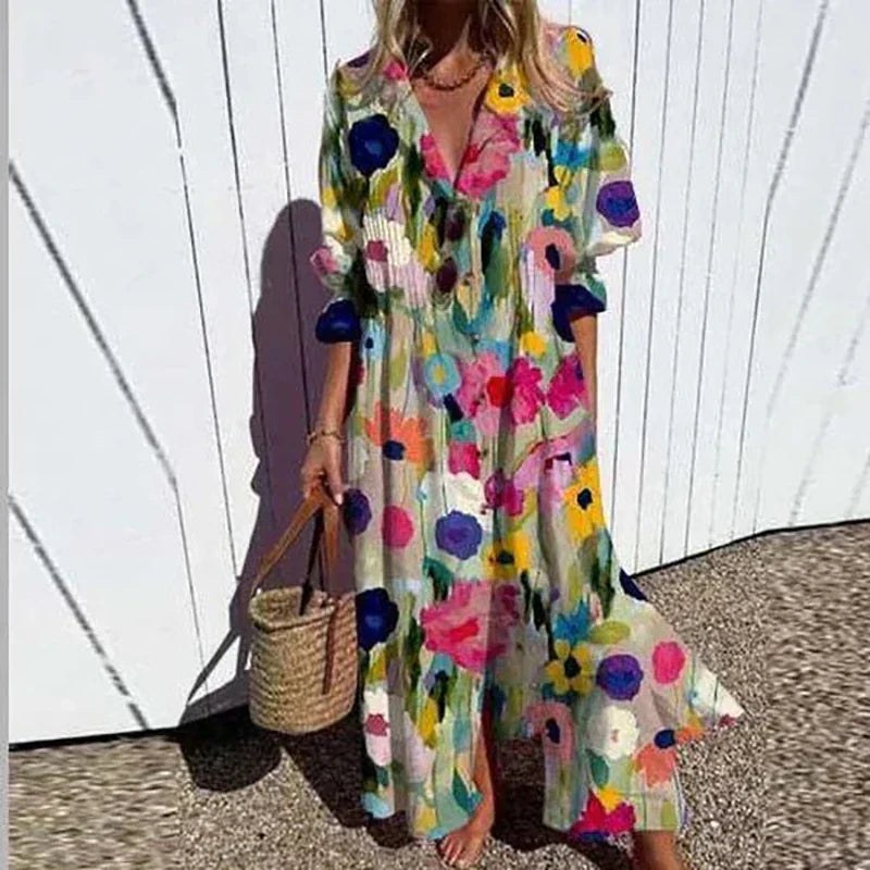 Wren Women's Floral Print Button-Front Maxi Dress in White