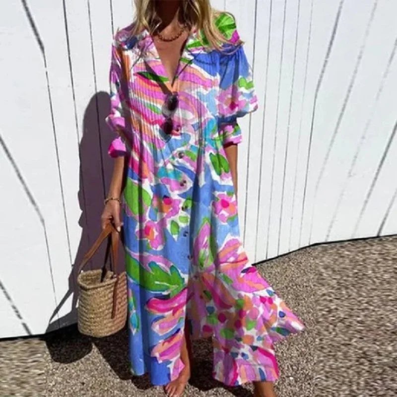 Wren Women's Floral Print Button-Front Maxi Dress in White