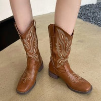 Wrendall Women's Block Heel Western Cowboy Boots in Coffee Brown