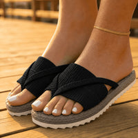 Wrenley Women's Cross Strap Espadrille Slide Sandals in Black