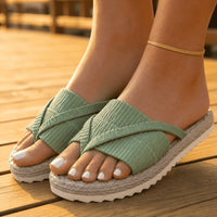 Wrenley Women's Cross Strap Espadrille Slide Sandals in Sage