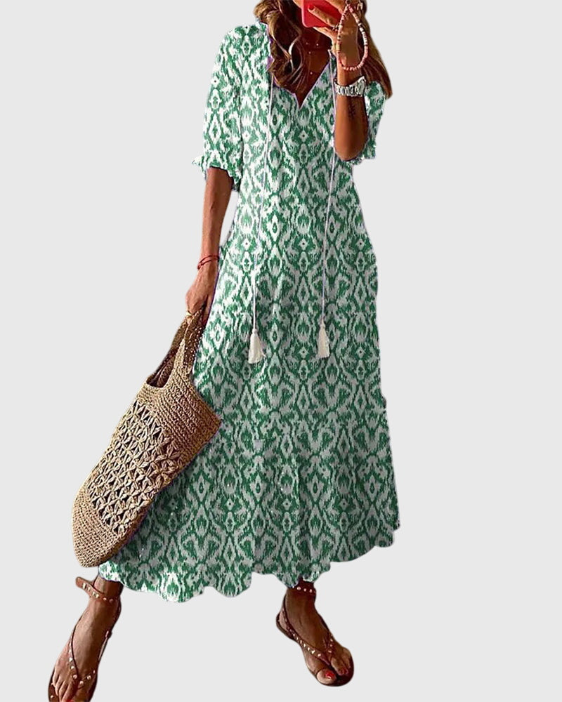 Wyndelle | Women's Boho Print Midi Summer Dress