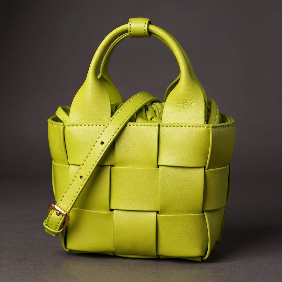 Wynn Woven Mini Basket Bag in Avocado