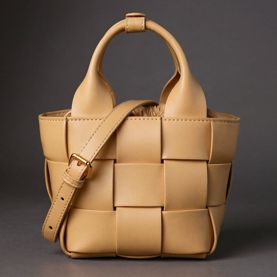 Wynn Woven Mini Basket Bag in Biege
