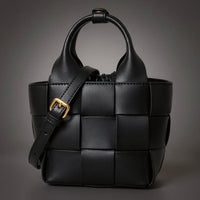 Wynn Woven Mini Basket Bag in Charcoal