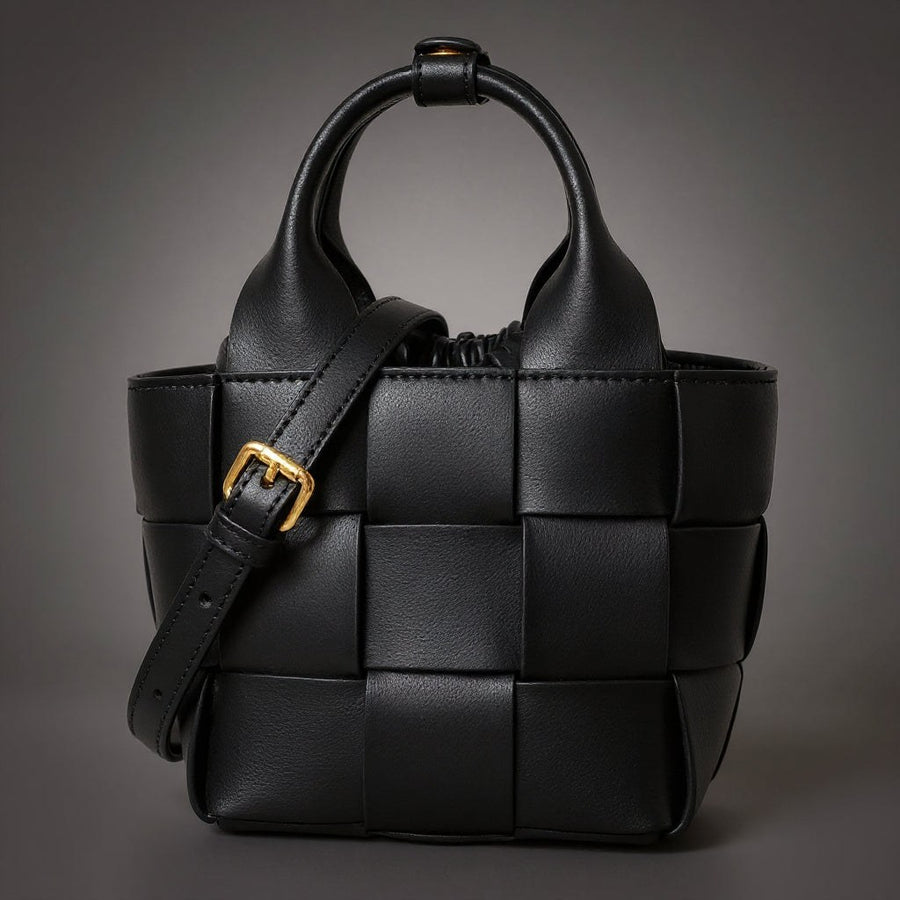 Wynn Woven Mini Basket Bag in Charcoal