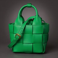 Wynn Woven Mini Basket Bag in Emerald