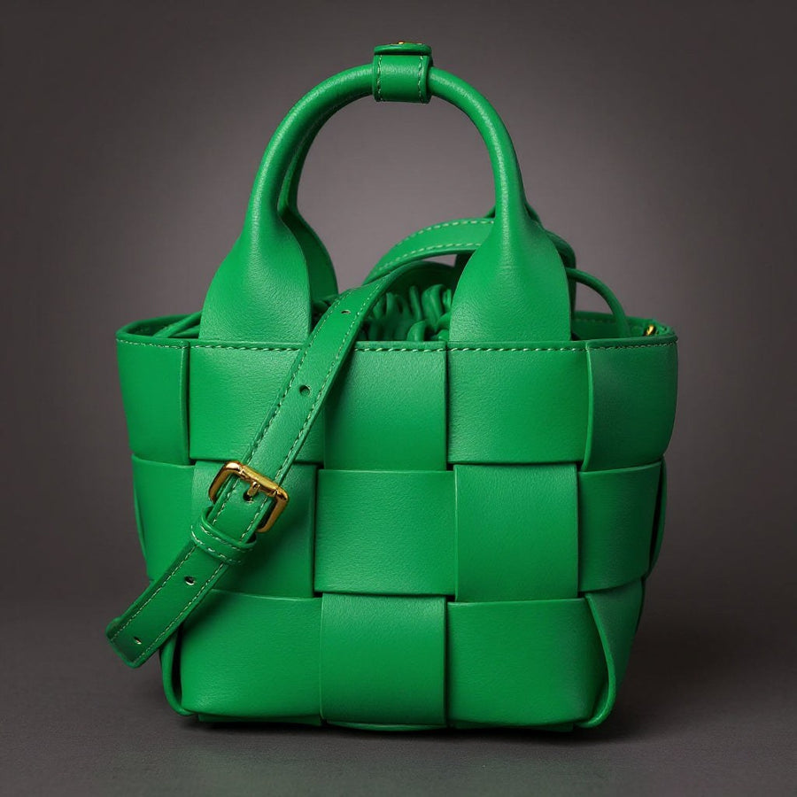 Wynn Woven Mini Basket Bag in Emerald
