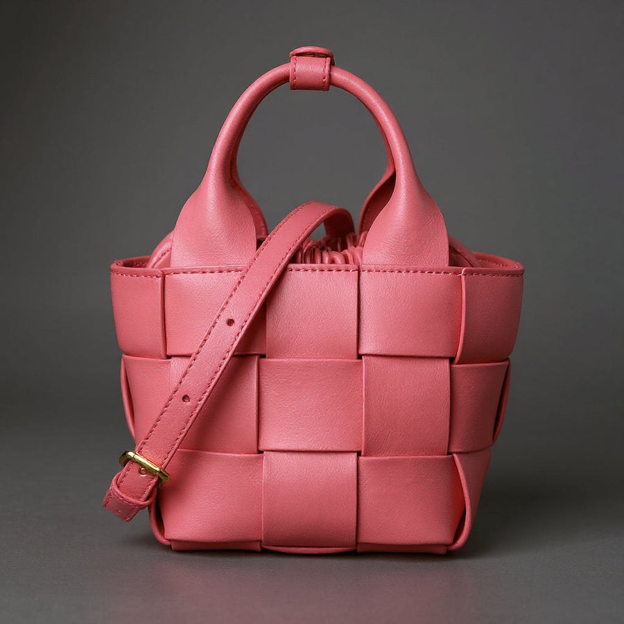 Wynn Woven Mini Basket Bag in Rose Pink