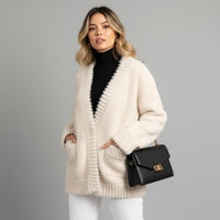 Wynne Alpaca Wool Cardigan in Pearl
