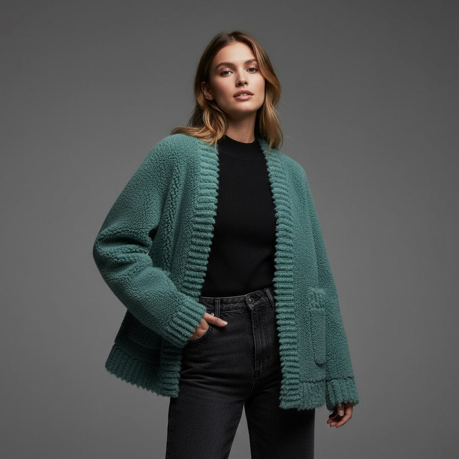 Wynne Alpaca Wool Cardigan in Sea Green