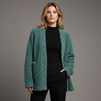 Wynne Alpaca Wool Cardigan in Sea Green