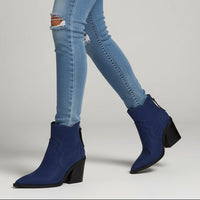 Wynne Western Bootie in Indigo Blue