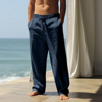 Xander Linen Blend Trousers with Drawstring Waist