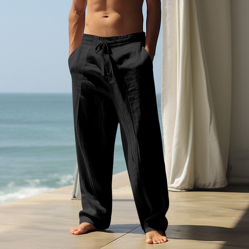 Xander Linen Blend Trousers with Drawstring Waist