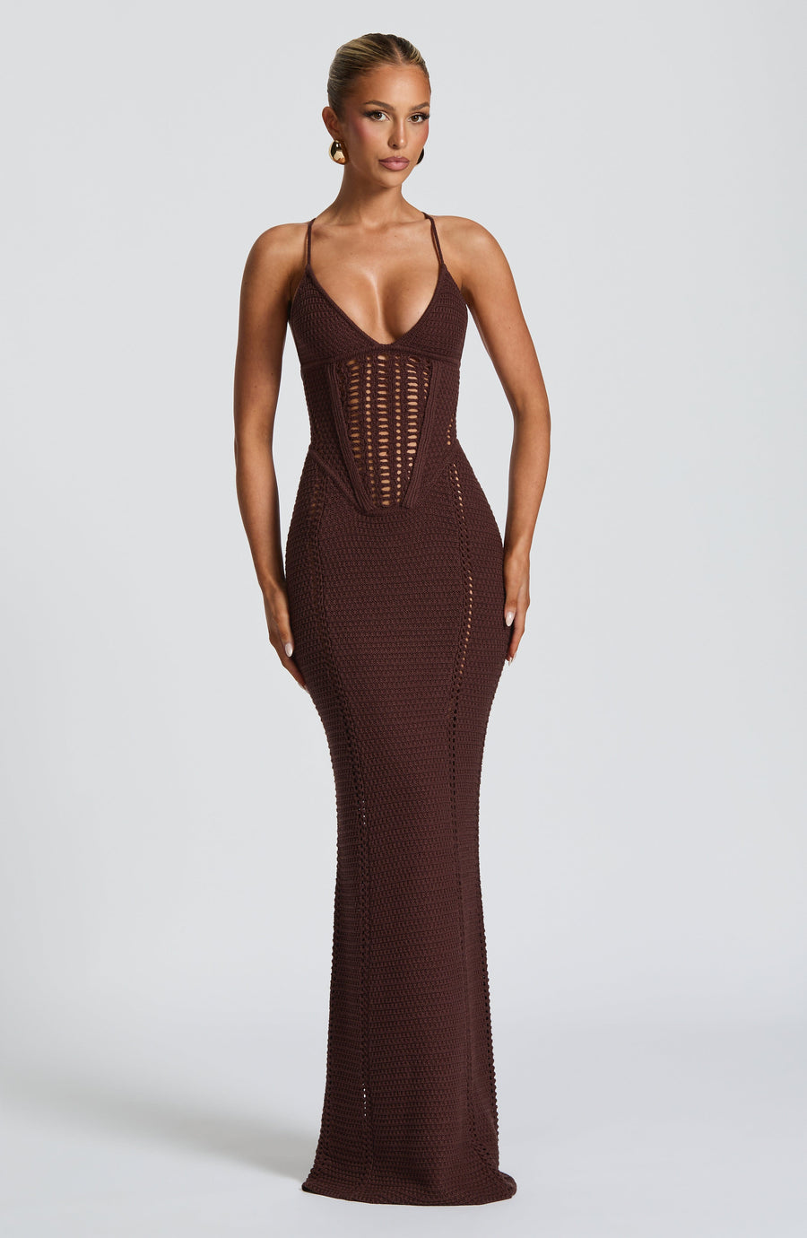 Eden Maxi Dress – Plum Brown