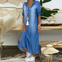 Xavia™ Denim Dress V-Neck in Blue