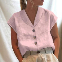 Xenia Airy Linen Blouse with Button Front