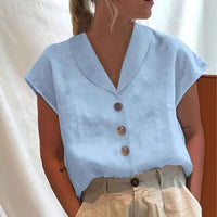 Xenia Airy Linen Blouse with Button Front