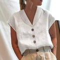 Xenia Airy Linen Blouse with Button Front
