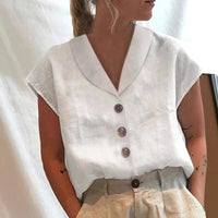 Xenia Airy Linen Blouse with Button Front