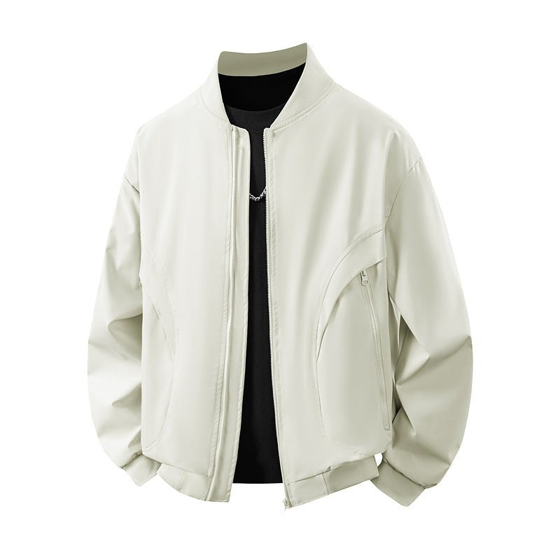 Xenia Casual Jacket with Zip Front and Pockets in White