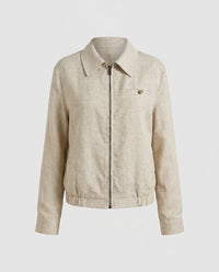 Xenia Casual Linen Jacket in Beige