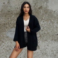 Xenia Knit Cardigan with Oversized in Black
