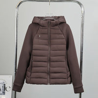 Xenia Quilted Jacket with Hood in Brown