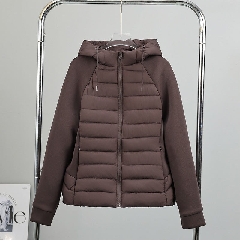 Xenia Quilted Jacket with Hood in Brown