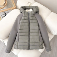 Xenia Quilted Jacket with Hood in Grey