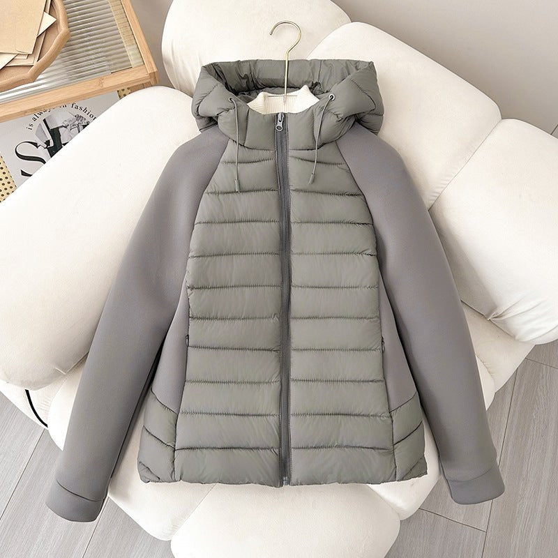 Xenia Quilted Jacket with Hood in Grey