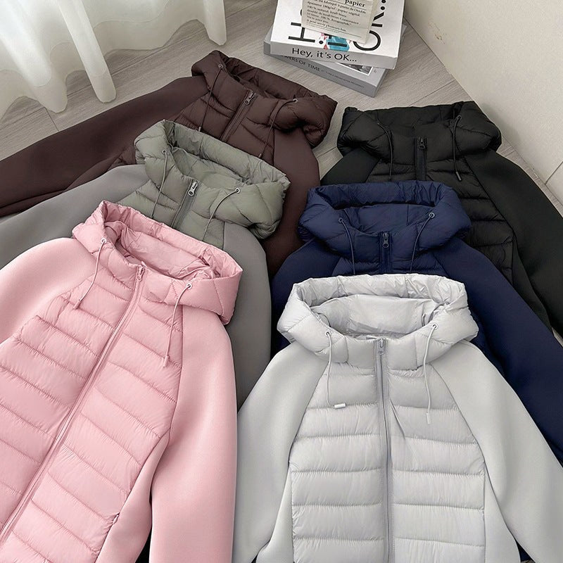 Xenia Quilted Jacket with Hood in Light Grey