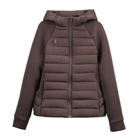 Xenia Quilted Jacket with Hood in Light Grey