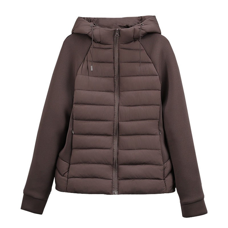 Xenia Quilted Jacket with Hood in Light Grey