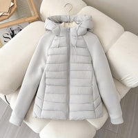 Xenia Quilted Jacket with Hood in Light Grey