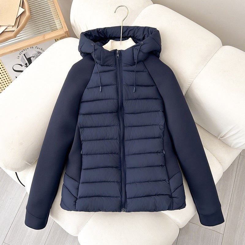 Xenia Quilted Jacket with Hood in Mitternachtsblau