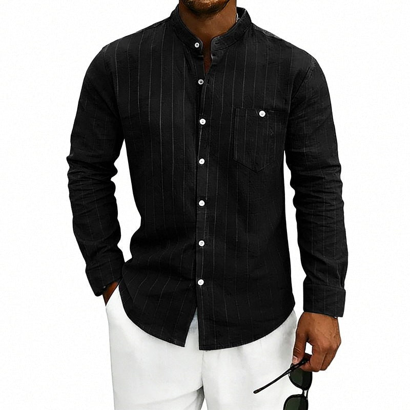 Yannick Breathable Shirt with Stand Collar and Long Sleeve