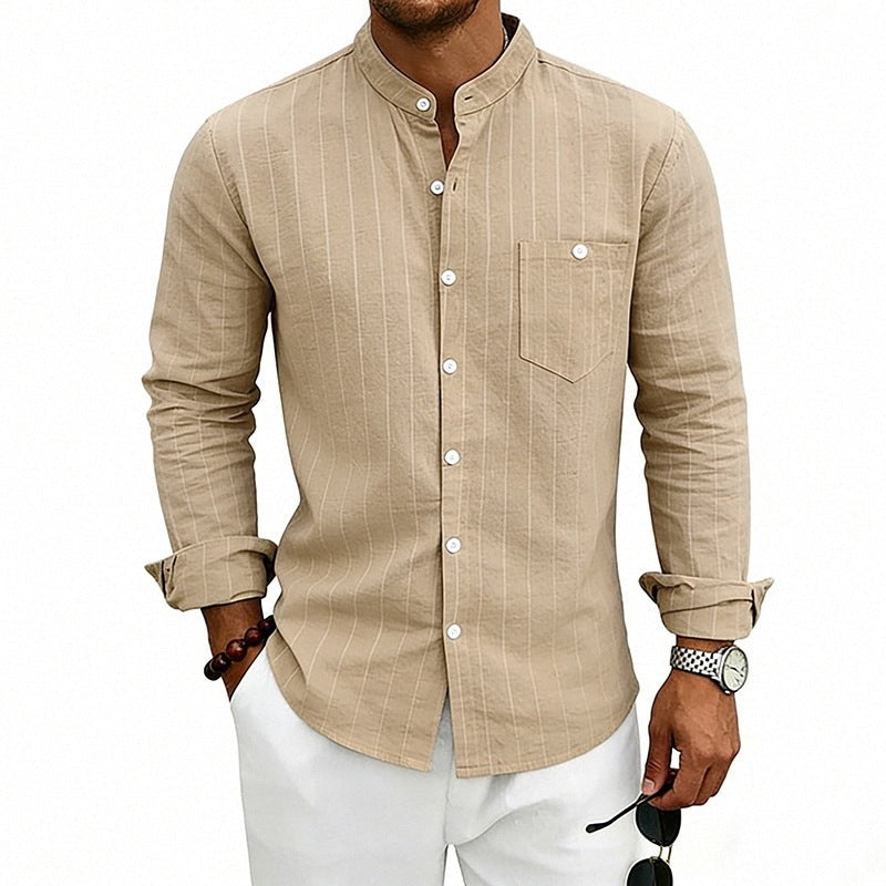 Yannick Breathable Shirt with Stand Collar and Long Sleeve