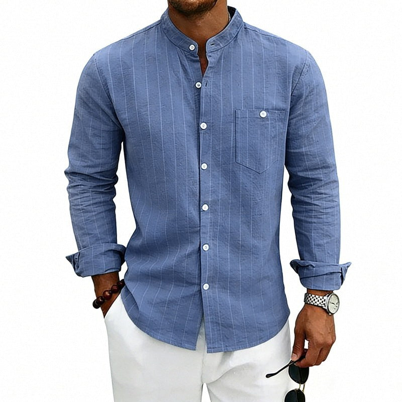 Yannick Breathable Shirt with Stand Collar and Long Sleeve