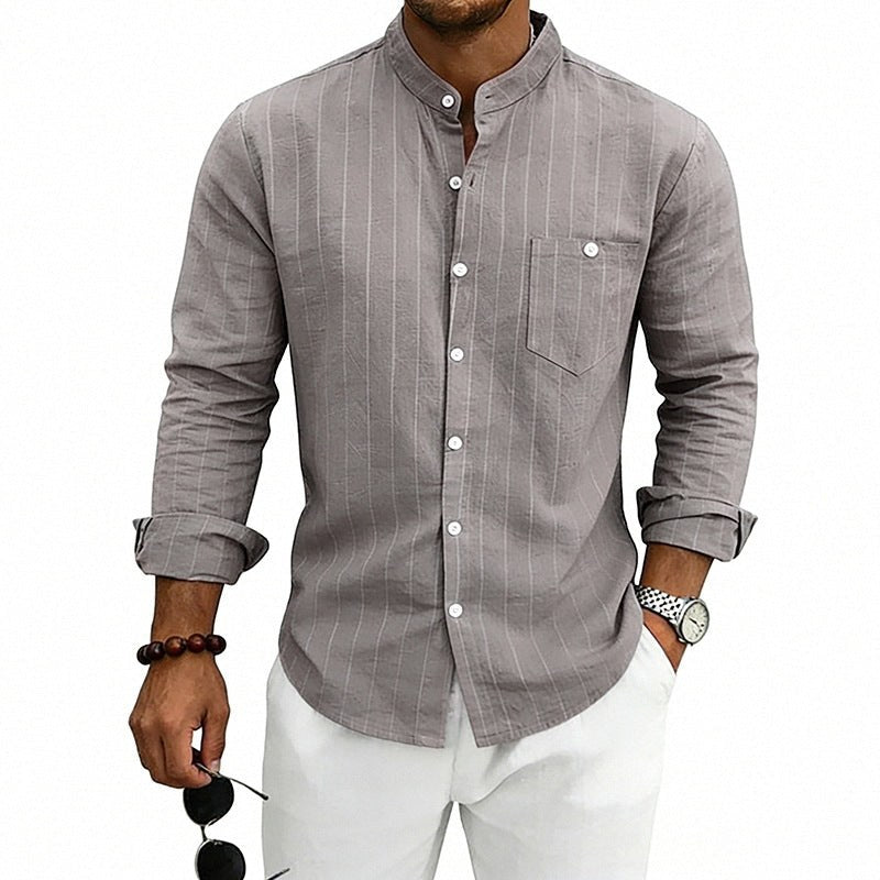 Yannick Breathable Shirt with Stand Collar and Long Sleeve