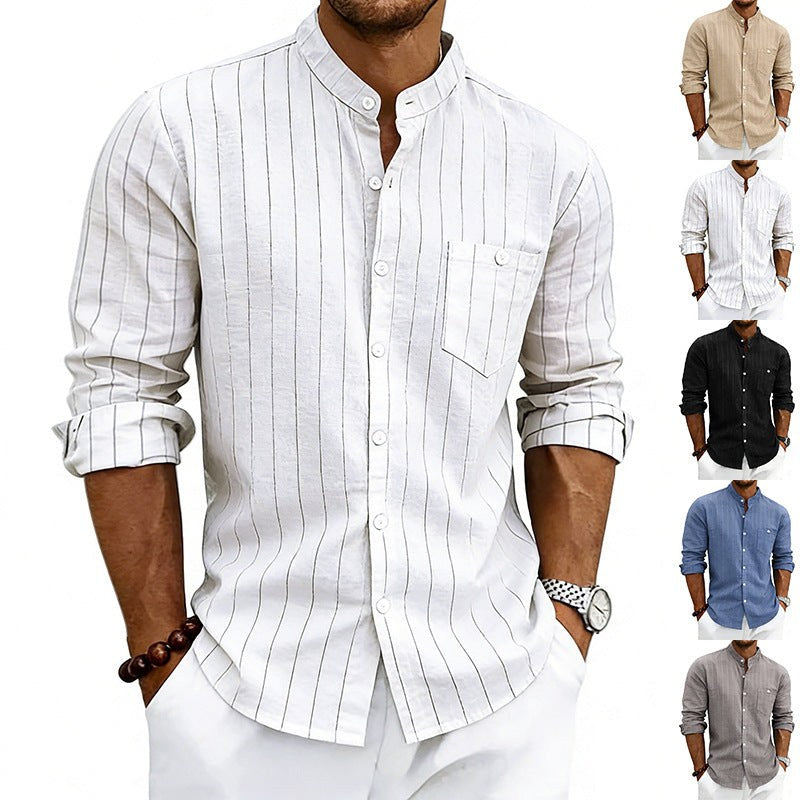 Yannick Breathable Shirt with Stand Collar and Long Sleeve