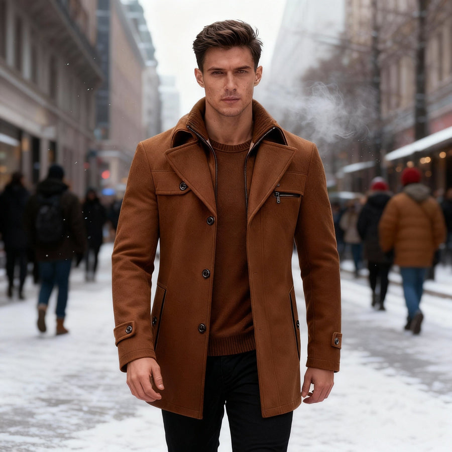 Yannick Elegant Coat in Brown