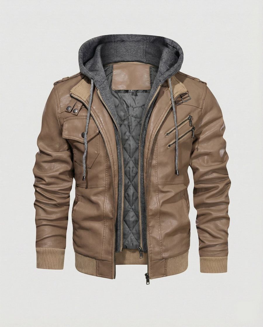 Yannick Jacket with Hood in Light Brown