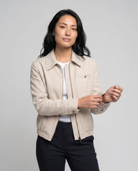 Yara Casual Linen Jacket with Zip Front and Chest Pocket