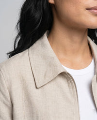 Yara Casual Linen Jacket with Zip Front and Chest Pocket