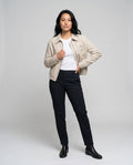 Yara Casual Linen Jacket with Zip Front and Chest Pocket