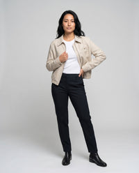 Yara Casual Linen Jacket with Zip Front and Chest Pocket