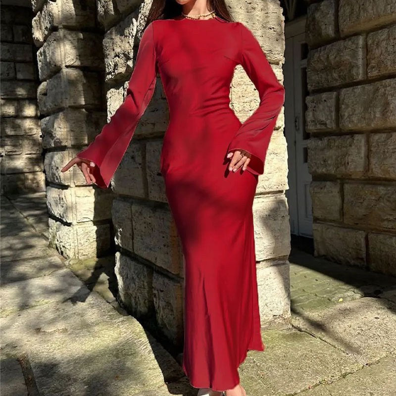 Yara Elegant Maxi Dress in Wine Red