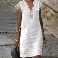 Yara Lightweight Linen Dress with V-Neck
